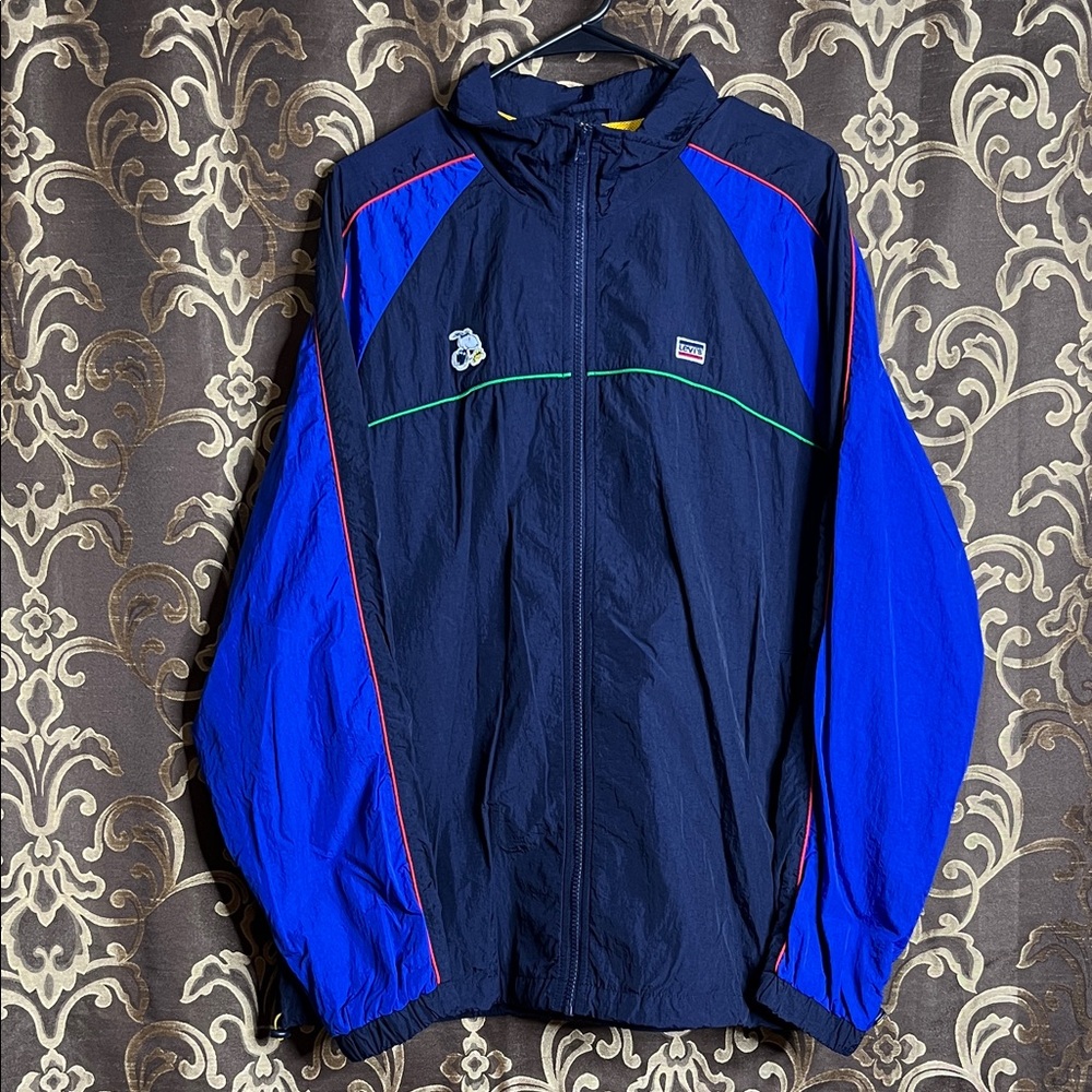 2020 LEVIS X PEANUTS Snoopy Windbreaker TRACK JACKET Navy - Large